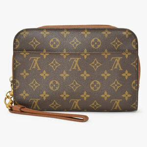 LOUIS VUITTON Orsay Shoulder Bag Brown Monogram Canvas Leather